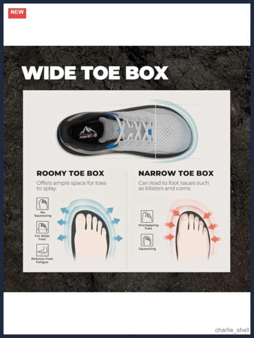 NORTIV 8 Men's Trail Running Shoes Wide Toe Box Breathable Support